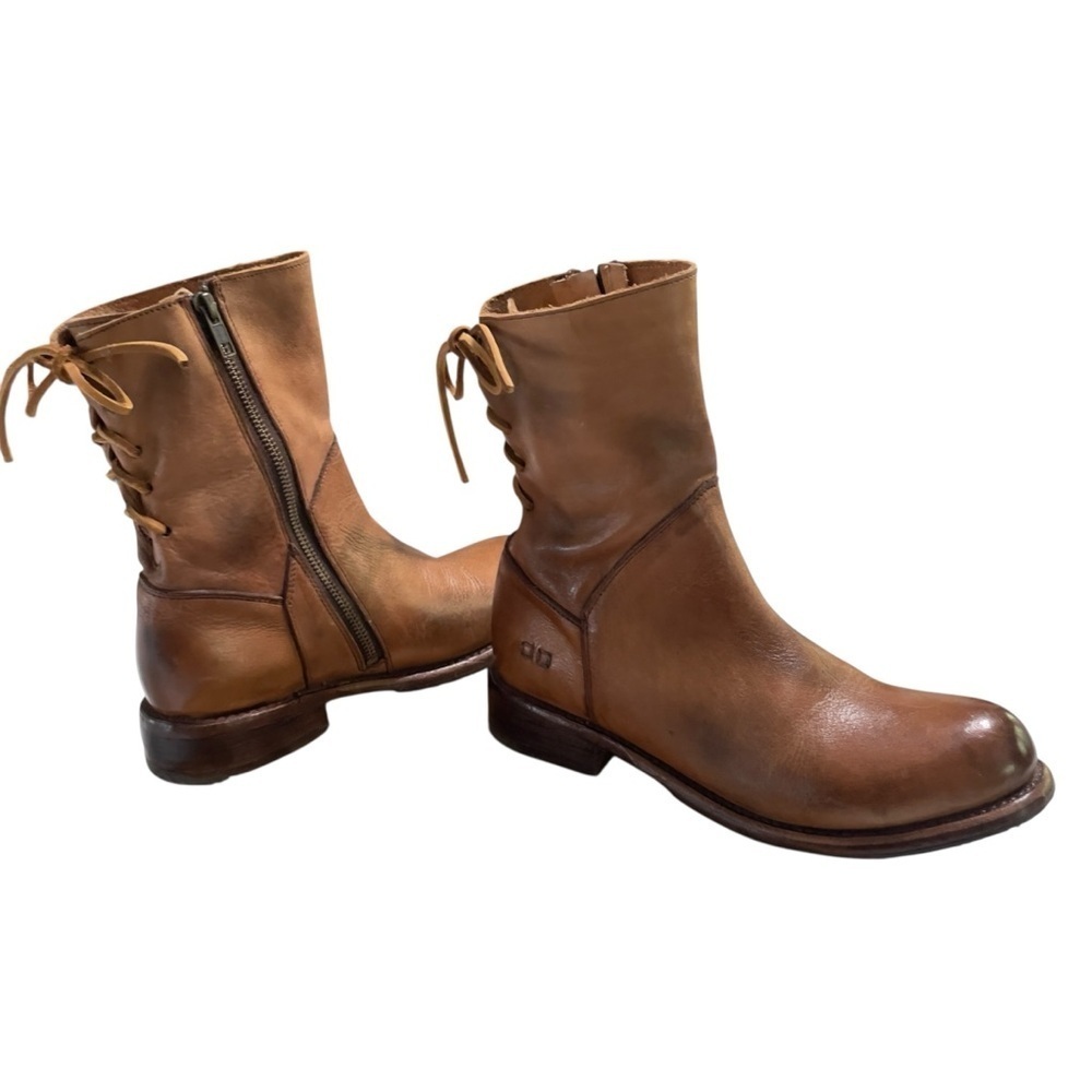 BED STU Women’s CHESHIRE BOOT Tan Glove Leather Lace Up Detail Combat Boots 8 - Picture 9 of 14